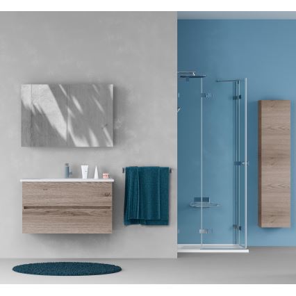 Dřevojas - Mobile bagno con specchio NEXI 100x68 cm rovere scuro