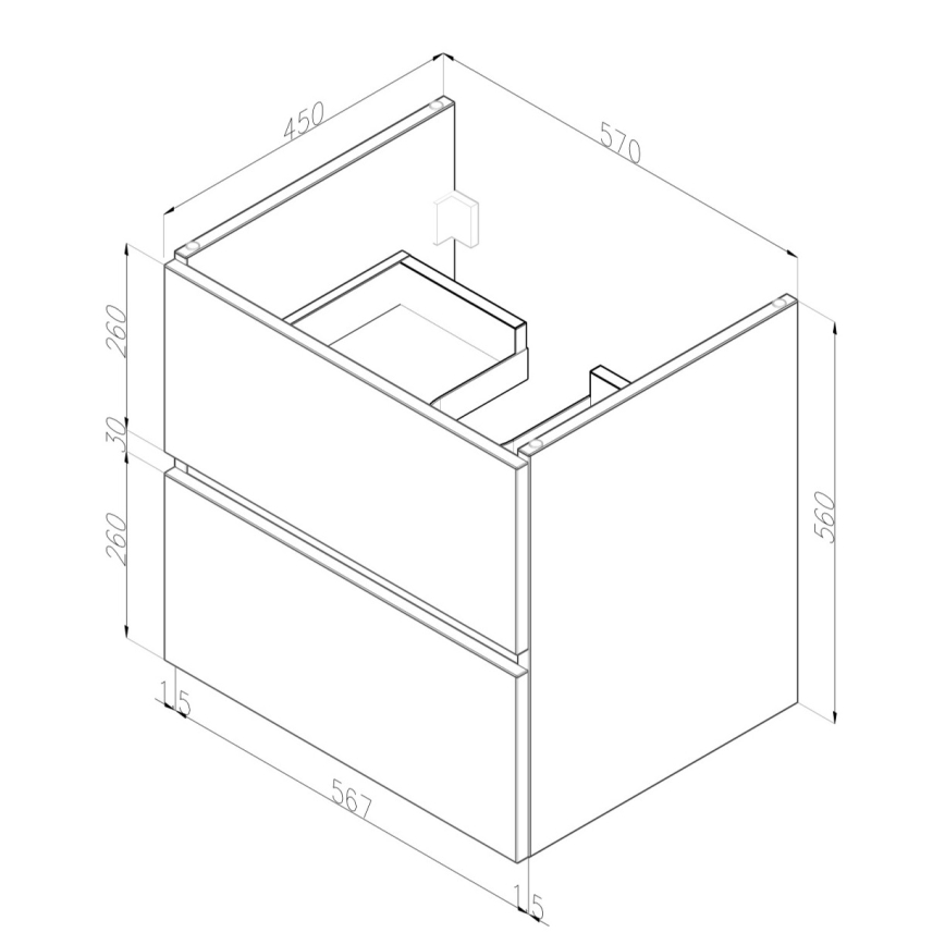 Dřevojas - Mobile da bagno BANO con lavabo 60x47 cm rovere scuro/bianco