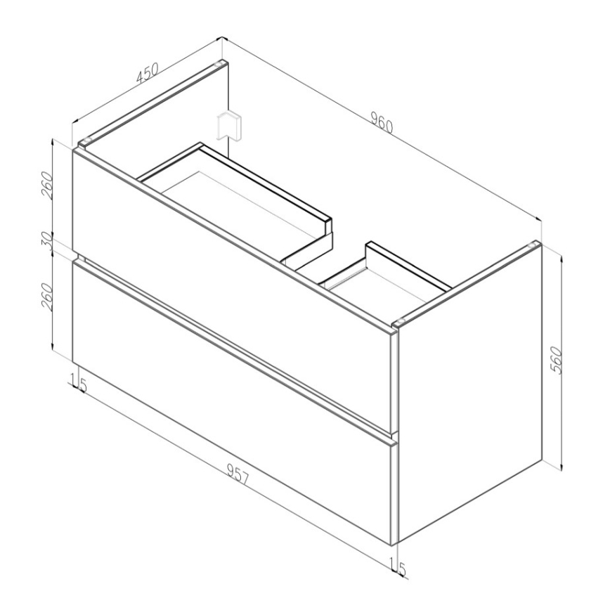 Dřevojas - Mobile da bagno con lavabo BANO 100x47 cm bianco