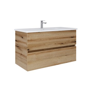 Dřevojas - Mobile da bagno con lavabo BANO 100x47 cm rovere/bianco