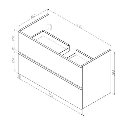 Dřevojas - Mobile da bagno con lavabo BANO 100x47 cm rovere/bianco