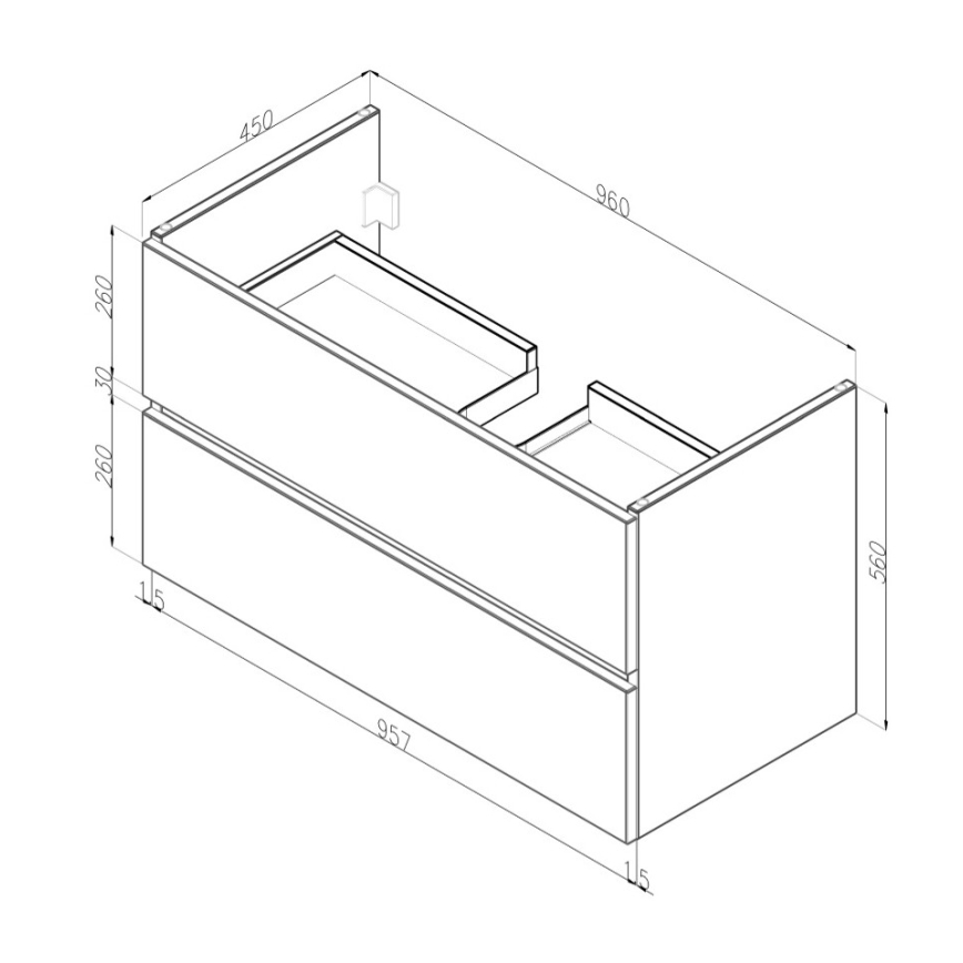 Dřevojas - Mobile da bagno con lavabo BANO 100x47 cm rovere/bianco