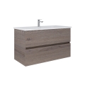 Dřevojas - Mobile da bagno con lavabo BANO 100x47 cm rovere scuro/bianco
