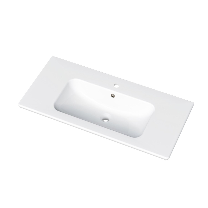 Dřevojas - Mobile da bagno con lavabo BANO 100x47 cm rovere scuro/bianco
