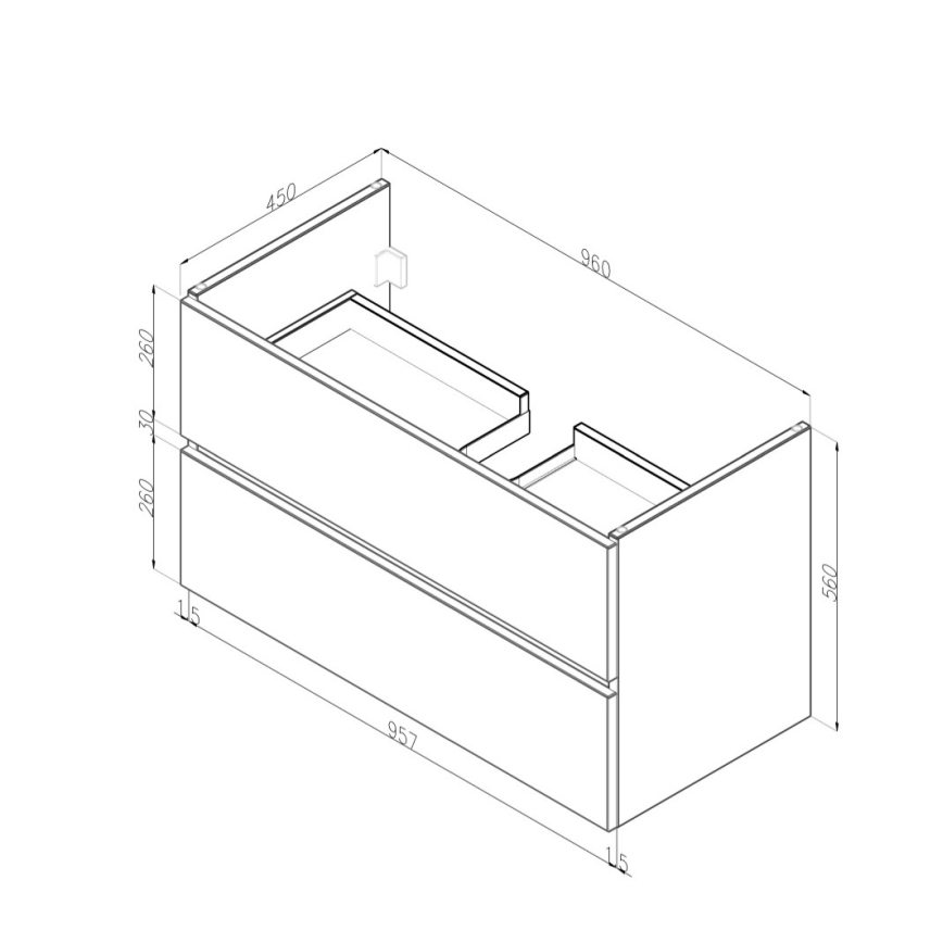 Dřevojas - Mobile da bagno con lavabo BANO 100x47 cm rovere scuro/bianco