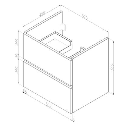 Dřevojas - Mobile da bagno con lavabo BANO 60x47 cm bianco