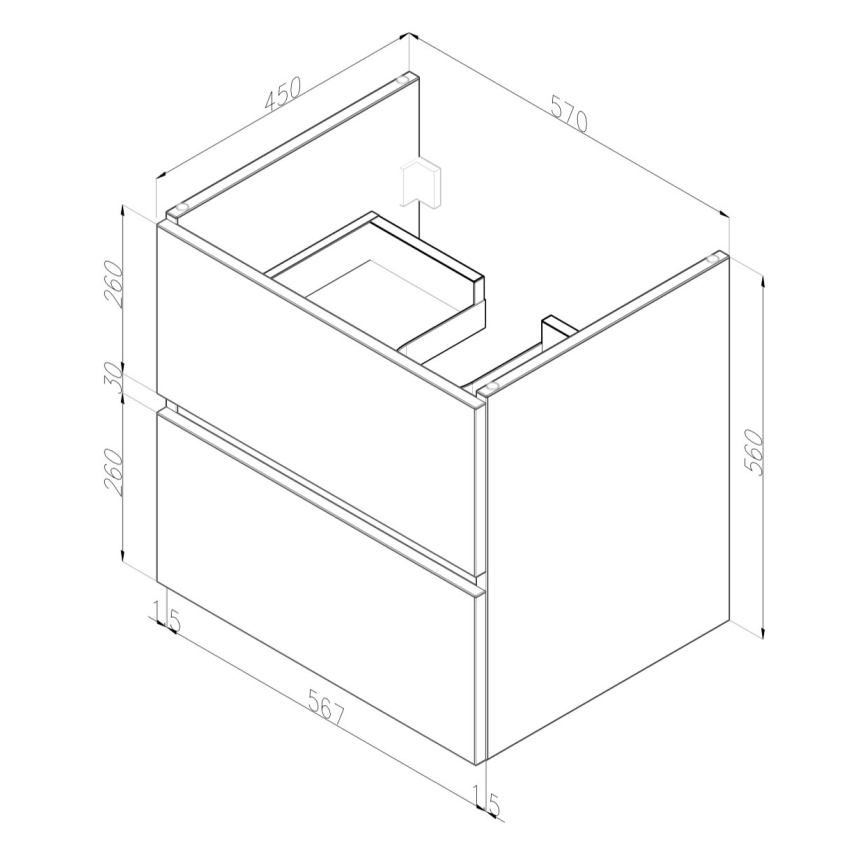 Dřevojas - Mobile da bagno con lavabo BANO 60x47 cm bianco