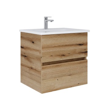 Dřevojas - Mobile da bagno con lavabo BANO 60x47 cm rovere/bianco