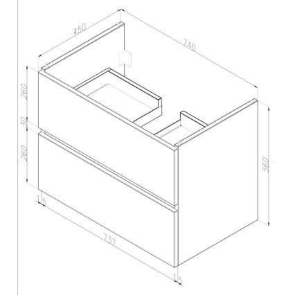 Dřevojas - Mobile da bagno con lavabo BANO 78x47 cm rovere scuro/bianco