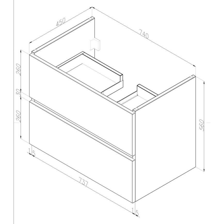 Dřevojas - Mobile da bagno con lavabo BANO 78x47 cm rovere scuro/bianco