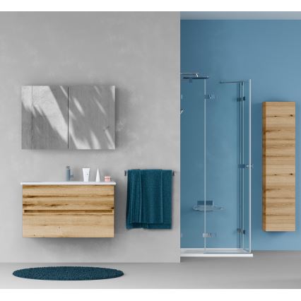 Dřevojas - Mobile da bagno con specchio NEXI 100x68 cm rovere