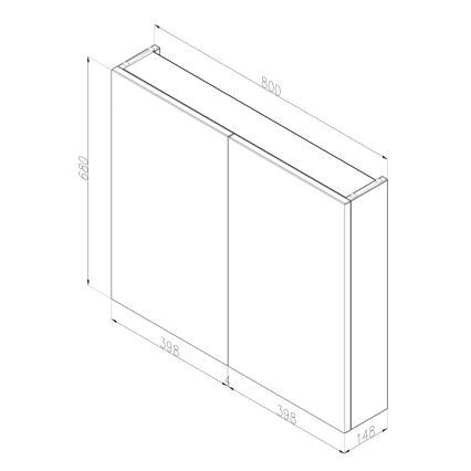 Dřevojas - Mobile da bagno con specchio NEXI 80x68 cm, rovere
