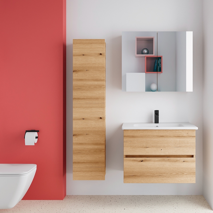Dřevojas - Mobile da bagno sospeso ZYLO 35x155 cm in rovere