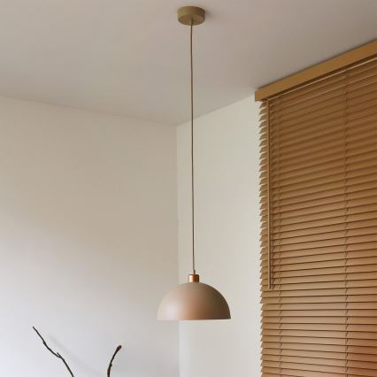 Duolla - Lampada a sospensione con cavo IRONLINE 1xE27/15W/230V Ø 27 cm beige/rame