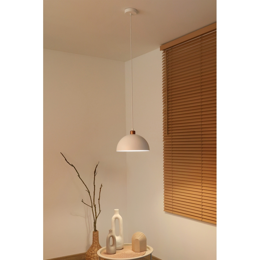 Duolla - Lampada a sospensione con cavo IRONLINE 1xE27/15W/230V Ø 27 cm bianco/rame