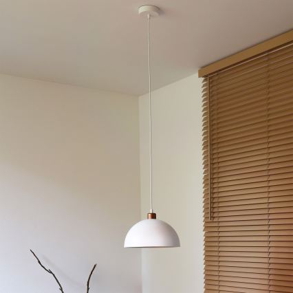 Duolla - Lampada a sospensione con cavo IRONLINE 1xE27/15W/230V Ø 27 cm bianco/rame
