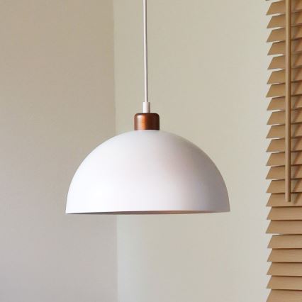 Duolla - Lampada a sospensione con cavo IRONLINE 1xE27/15W/230V Ø 27 cm bianco/rame