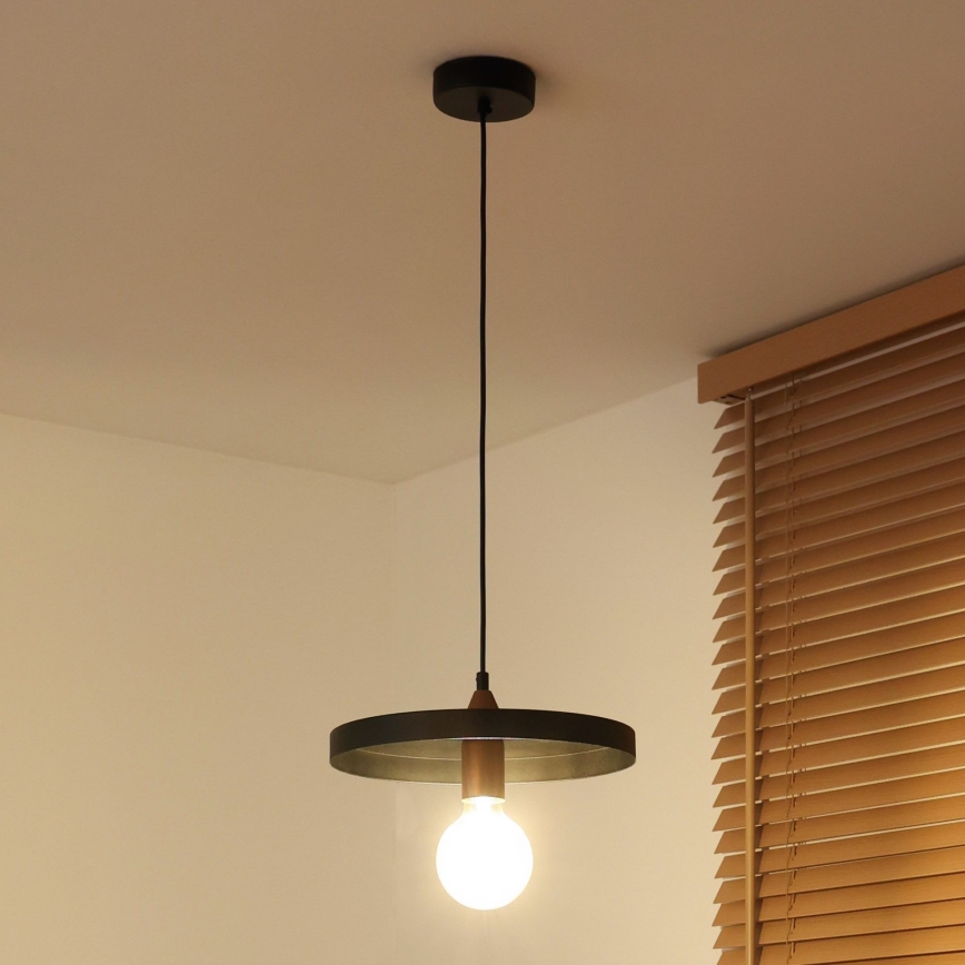 Duolla - Lampada a sospensione con cavo IRONLINE 1xE27/15W/230V Ø 30 cm nero/rame