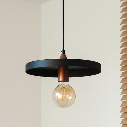 Duolla - Lampada a sospensione con cavo IRONLINE 1xE27/15W/230V Ø 30 cm nero/rame