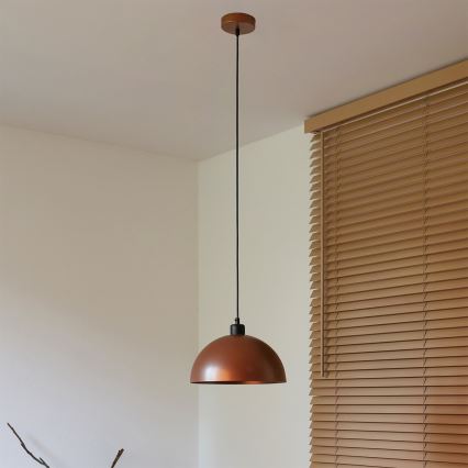 Duolla - Lampada a sospensione su cavo IRONLINE 1xE27/15W/230V Ø 27 cm rame/nero