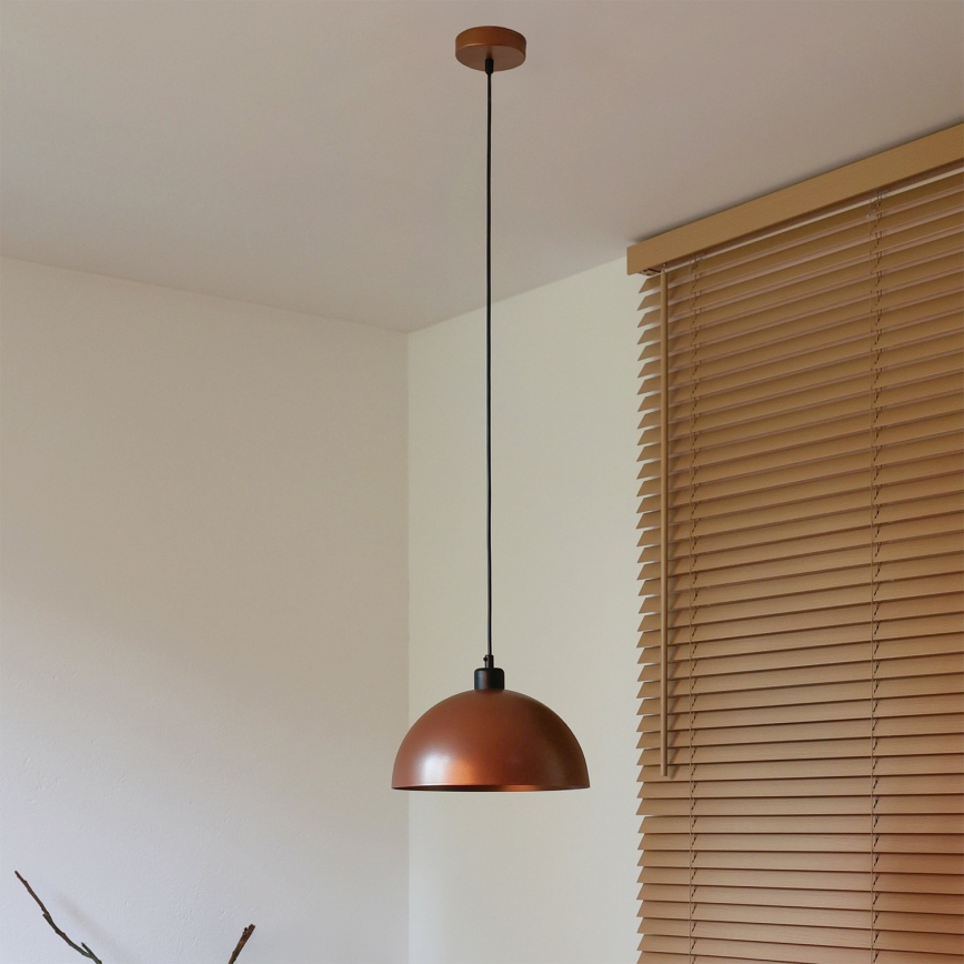 Duolla - Lampada a sospensione su cavo IRONLINE 1xE27/15W/230V Ø 27 cm rame/nero
