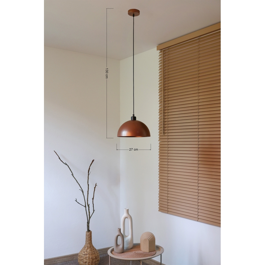 Duolla - Lampada a sospensione su cavo IRONLINE 1xE27/15W/230V Ø 27 cm rame/nero