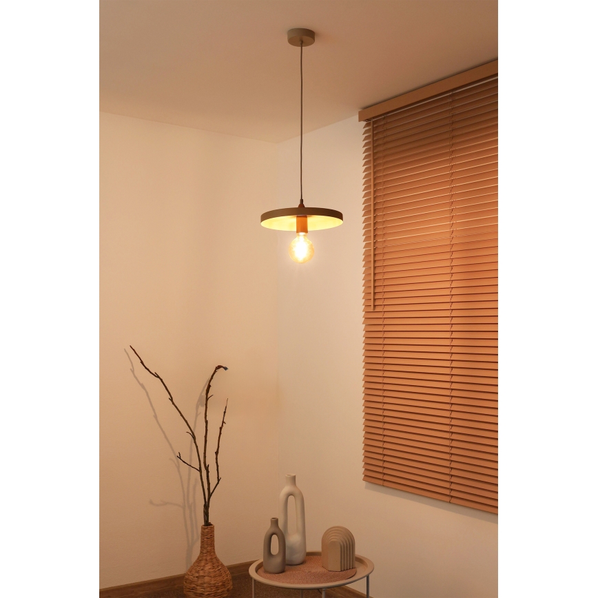 Duolla - Lampada a sospensione su cavo IRONLINE 1xE27/15W/230V Ø 30 cm beige/ramato