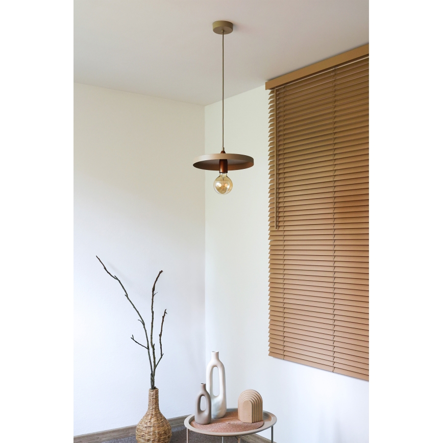 Duolla - Lampada a sospensione su cavo IRONLINE 1xE27/15W/230V Ø 30 cm beige/ramato
