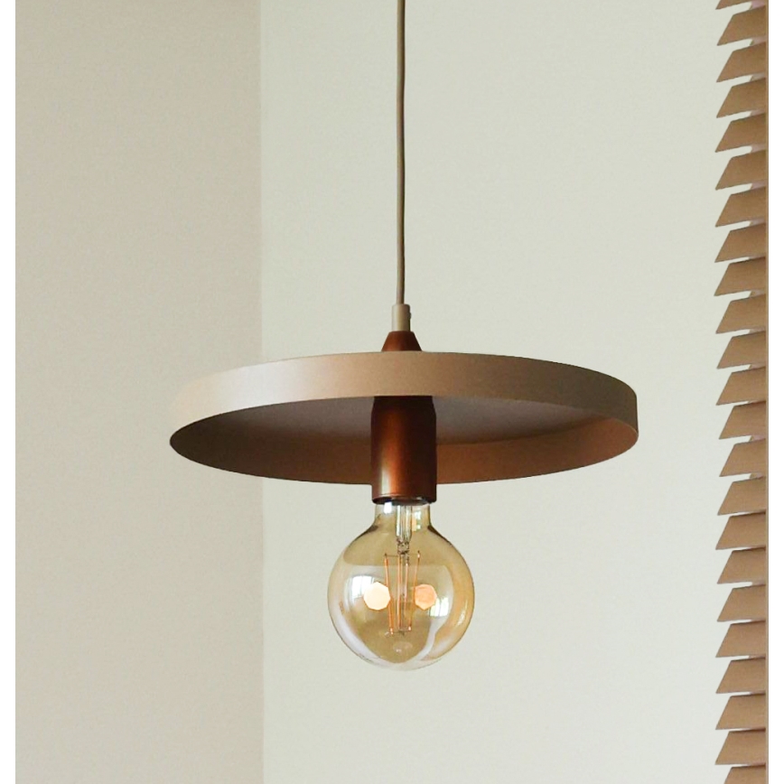Duolla - Lampada a sospensione su cavo IRONLINE 1xE27/15W/230V Ø 30 cm beige/ramato