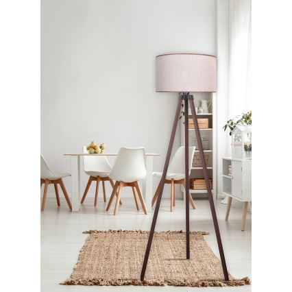 Duolla - Lampada con piedistallo 1xE27/60W/230V diametro 44 cm beige/marrone