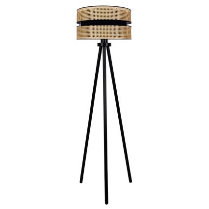 Duolla - Lampada con piedistallo DUO 1xE27/15W/230V diametro 40 cm rattan/nero