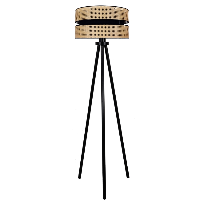 Duolla - Lampada con piedistallo DUO 1xE27/15W/230V diametro 40 cm rattan/nero