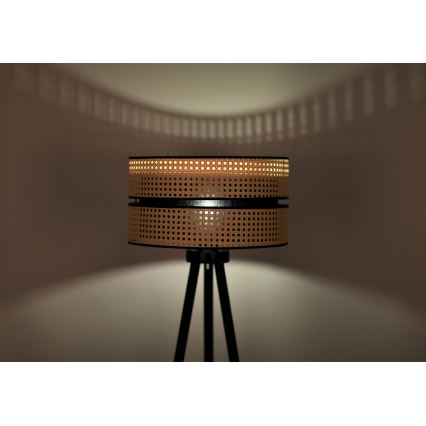 Duolla - Lampada con piedistallo DUO 1xE27/15W/230V diametro 40 cm rattan/nero