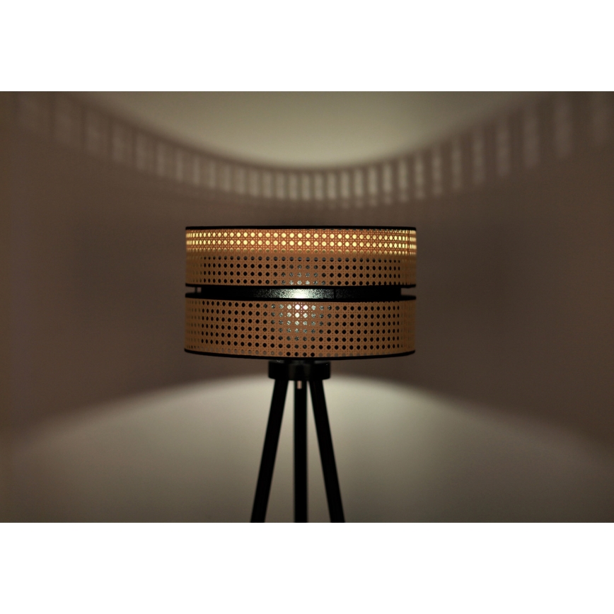 Duolla - Lampada con piedistallo DUO 1xE27/15W/230V diametro 40 cm rattan/nero