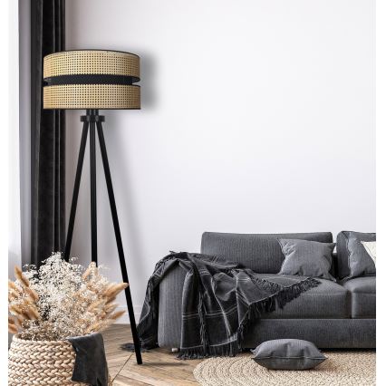 Duolla - Lampada con piedistallo DUO 1xE27/15W/230V diametro 40 cm rattan/nero