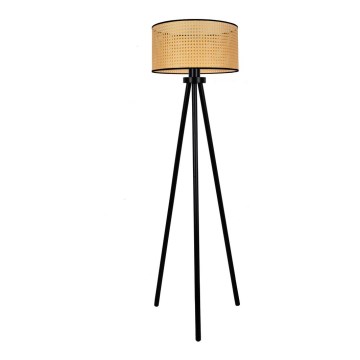Duolla - Lampada con piedistallo ROLLER 1xE27/15W/230V diametro 45 cm rattan/nero
