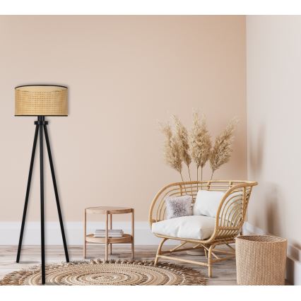 Duolla - Lampada con piedistallo ROLLER 1xE27/15W/230V diametro 45 cm rattan/nero