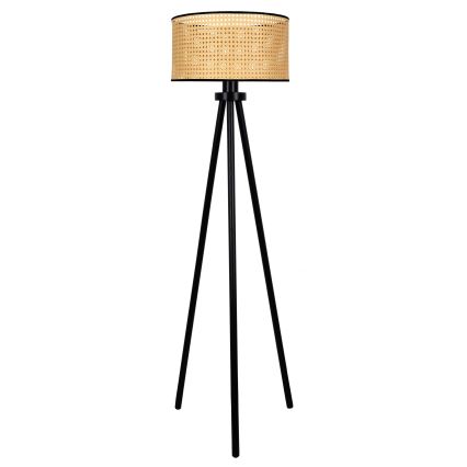 Duolla - Lampada con piedistallo ROLLER 1xE27/15W/230V diametro 45 cm rattan/nero