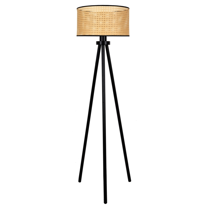 Duolla - Lampada con piedistallo ROLLER 1xE27/15W/230V diametro 45 cm rattan/nero