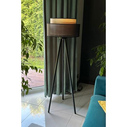Duolla - Lampada con piedistallo WOOD BOHO 1xE27/15W/230V diametro 45 cm nero/beige