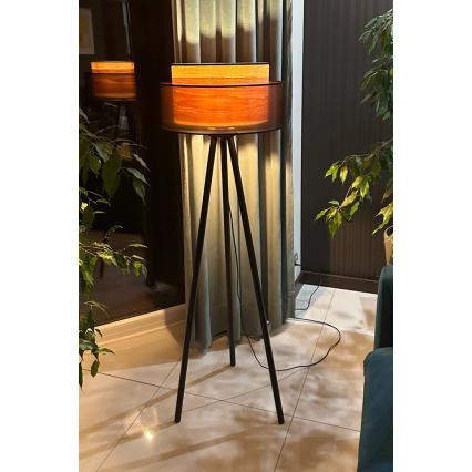 Duolla - Lampada con piedistallo WOOD BOHO 1xE27/15W/230V diametro 45 cm nero/beige