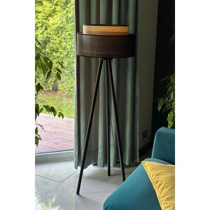 Duolla - Lampada con piedistallo WOOD BOHO 1xE27/15W/230V diametro 45 cm nero/beige