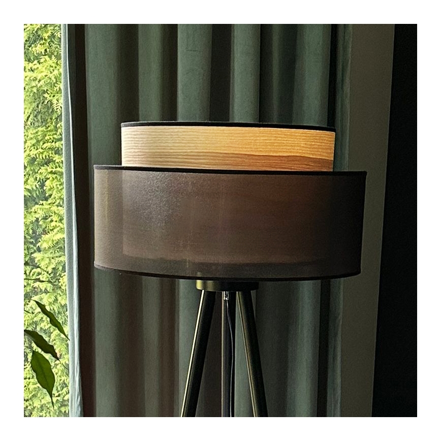 Duolla - Lampada con piedistallo WOOD BOHO 1xE27/15W/230V diametro 45 cm nero/beige