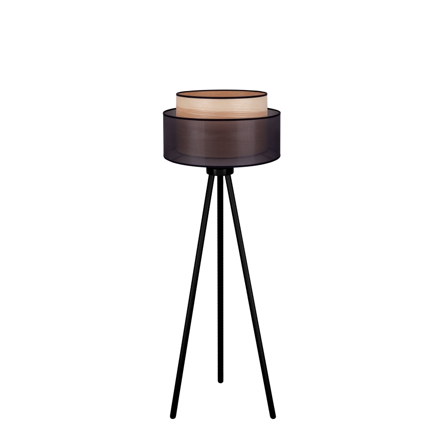 Duolla - Lampada con piedistallo WOOD BOHO 1xE27/15W/230V diametro 45 cm nero/beige