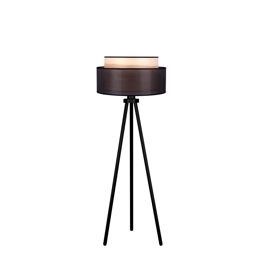 Duolla - Lampada con piedistallo WOOD BOHO 1xE27/15W/230V diametro 45 cm nero/beige