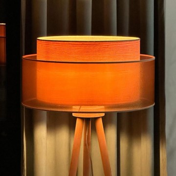 Duolla - Lampada con piedistallo WOOD BOHO 1xE27/15W/230V diametro 45 cm rame/marrone/beige