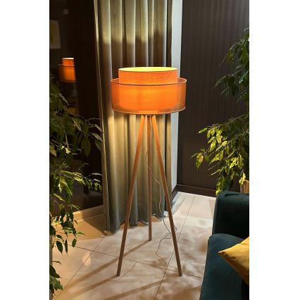 Duolla - Lampada con piedistallo WOOD BOHO 1xE27/15W/230V diametro 45 cm rame/marrone/beige