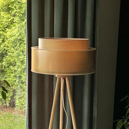 Duolla - Lampada con piedistallo WOOD BOHO 1xE27/15W/230V diametro 45 cm rame/marrone/beige