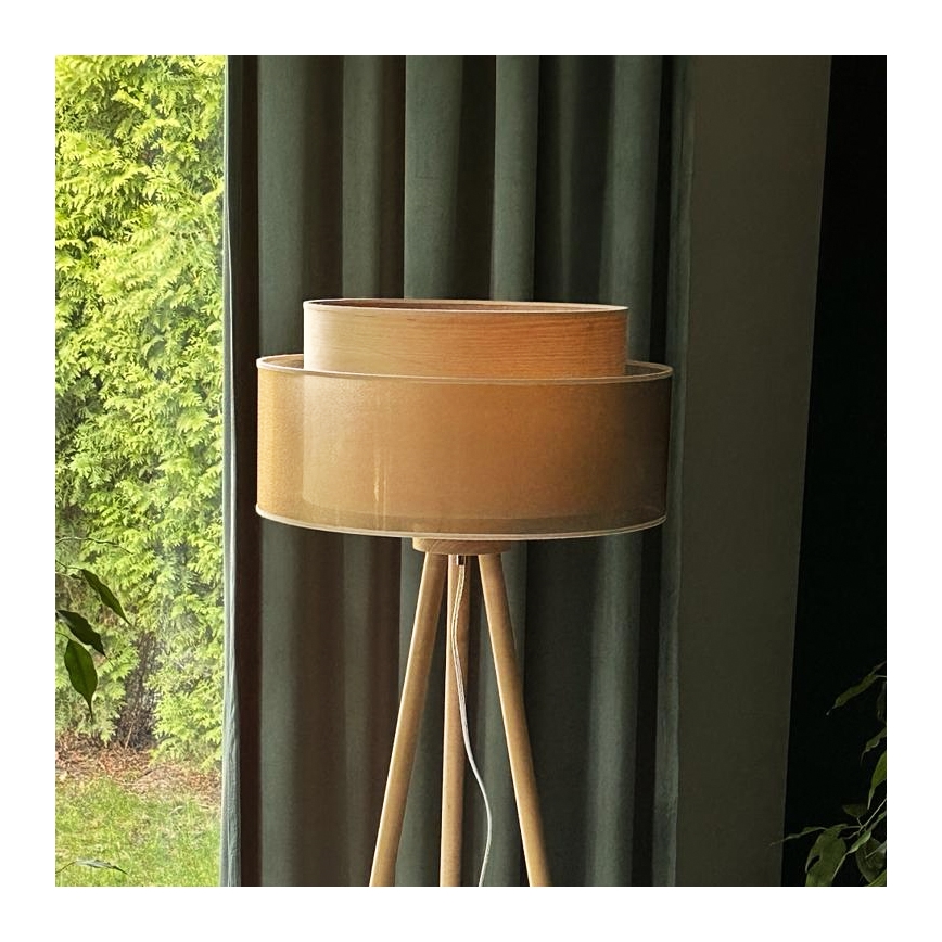 Duolla - Lampada con piedistallo WOOD BOHO 1xE27/15W/230V diametro 45 cm rame/marrone/beige