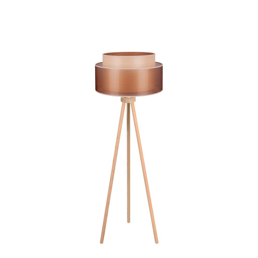 Duolla - Lampada con piedistallo WOOD BOHO 1xE27/15W/230V diametro 45 cm rame/marrone/beige